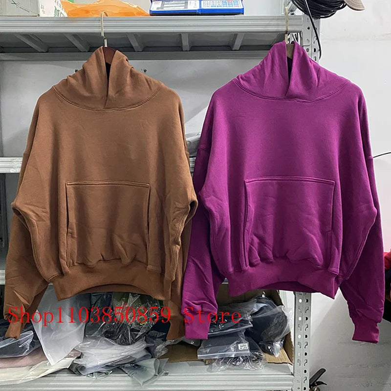 Kanye American Hooded Solid Color Hoodie Double Layer Thick Pocket Multi-colored Casual Sports Jumper Autumn Winter Men Women