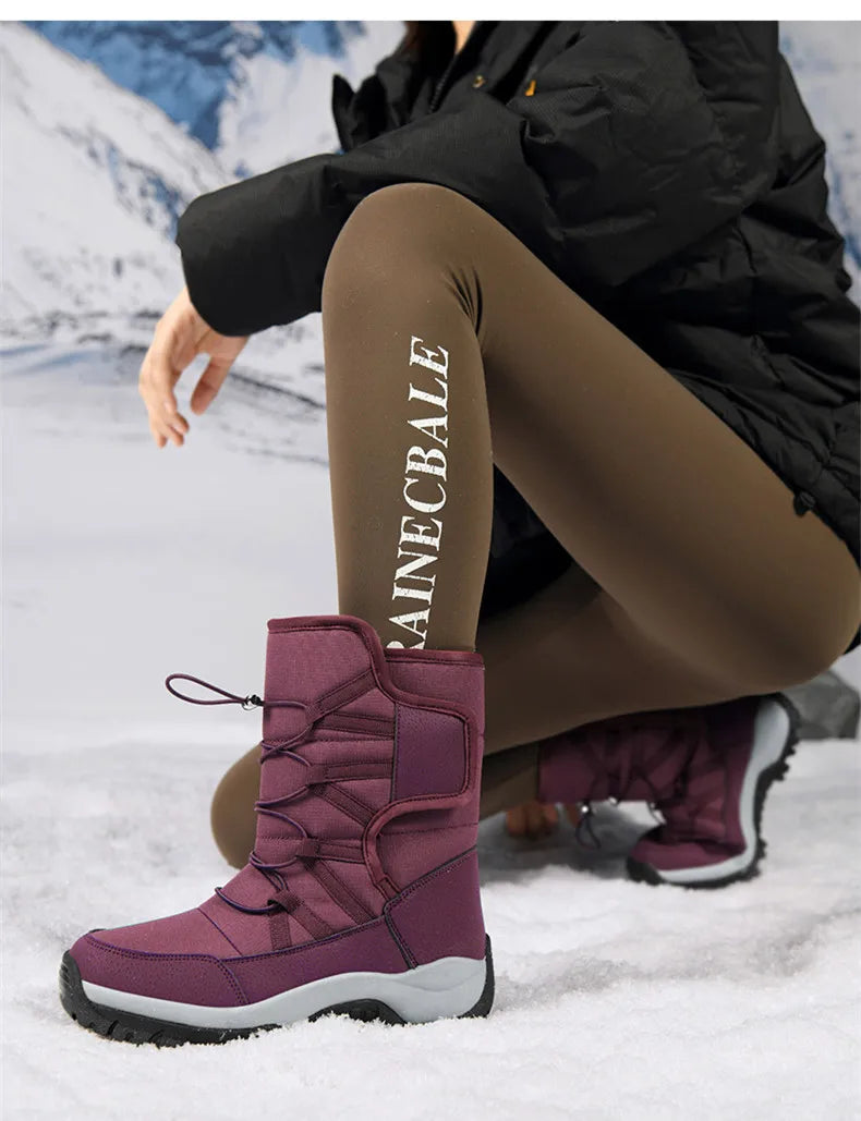 Brand Men's Winter Shoes Waterproof Men's Boots Warm Plush Couple Snow Boots Outdoor Non-slip Hiking Boots Men Work Ankle Boots