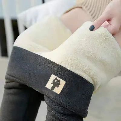 Women Winter Thicken Warm Leggings Lamb Cashmere Leggings High Waist Fleece Elastic Tights Warm Tights Pants Slim Velvet Legging