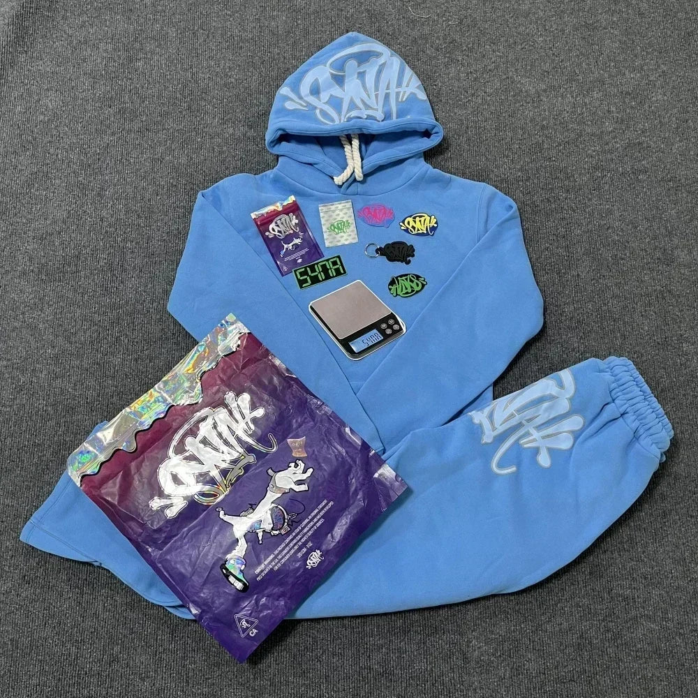 Sy-world UK Fashion Street Tracksuits Tops Long Pants Set Winter Cotton y2K Hip Hop Men Women Hooded Sweatshirt Sports Trousers