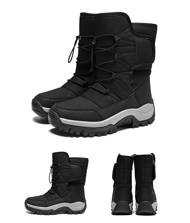 Brand Men's Winter Shoes Waterproof Men's Boots Warm Plush Couple Snow Boots Outdoor Non-slip Hiking Boots Men Work Ankle Boots