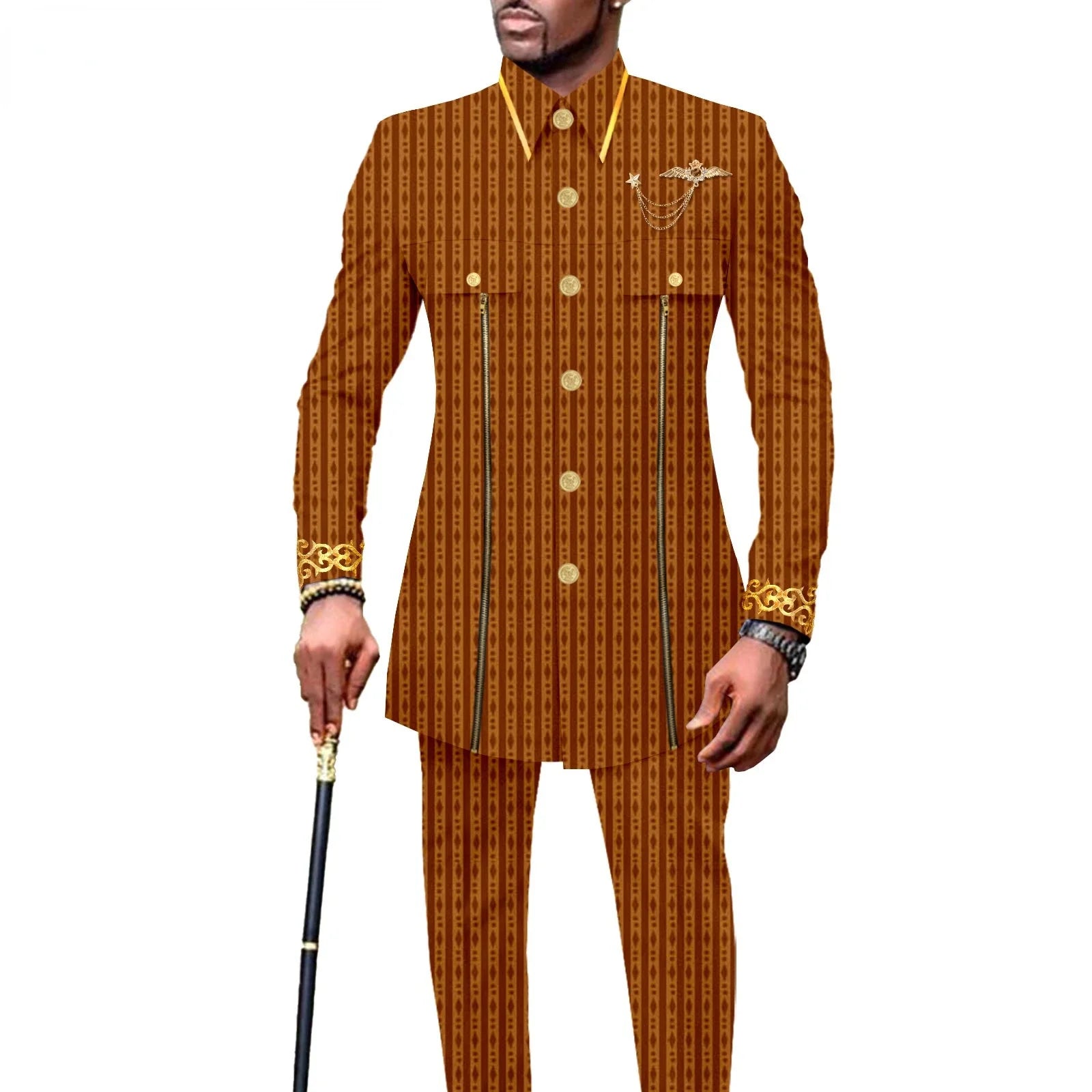 new fashion casual African ethnic solid color cotton men's casual embroidered jacket + pants 2 sets  mens clothes  funny suit