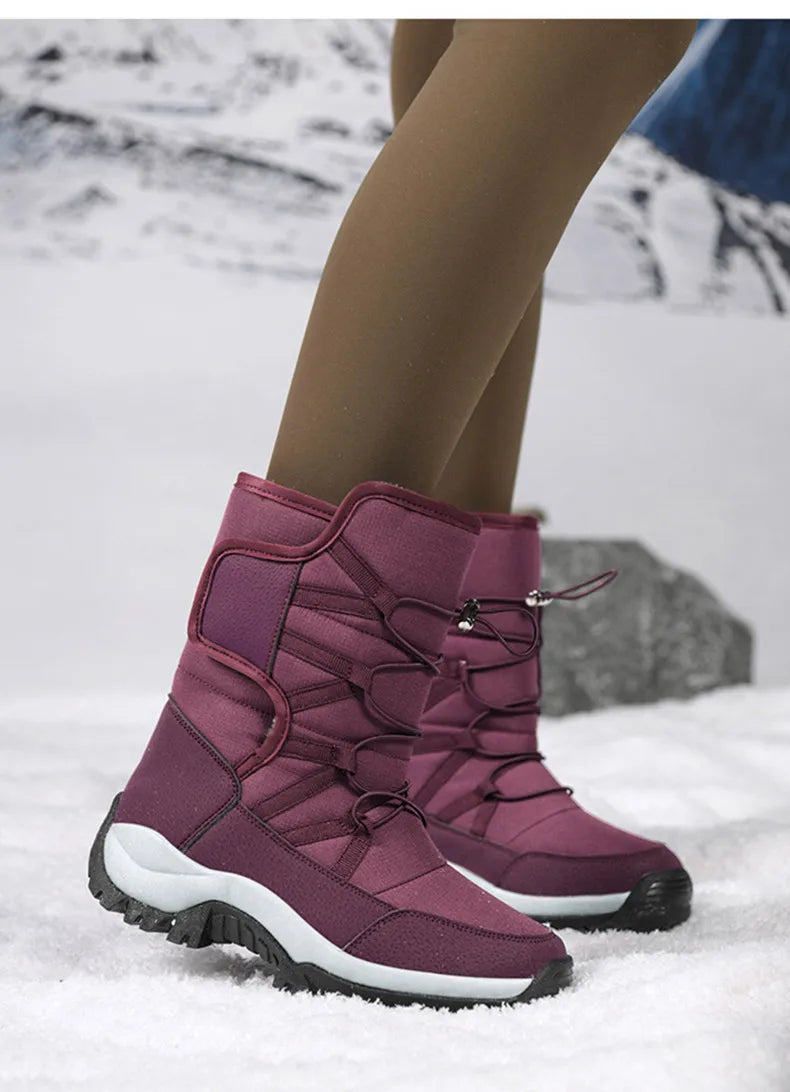 Brand Men's Winter Shoes Waterproof Men's Boots Warm Plush Couple Snow Boots Outdoor Non-slip Hiking Boots Men Work Ankle Boots