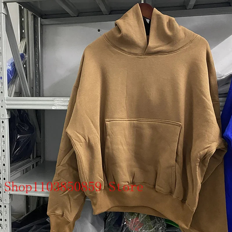 Kanye American Hooded Solid Color Hoodie Double Layer Thick Pocket Multi-colored Casual Sports Jumper Autumn Winter Men Women