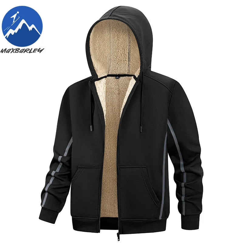 Maxbarley Men Sets Fleece Jacket + Pants Warm Fur Winter Sweatshirt Cashmere Tracksuit Man Suit Wool Thick Casual Track Suits