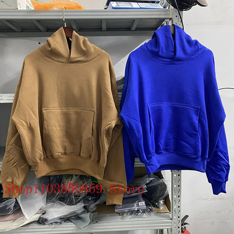 Kanye American Hooded Solid Color Hoodie Double Layer Thick Pocket Multi-colored Casual Sports Jumper Autumn Winter Men Women
