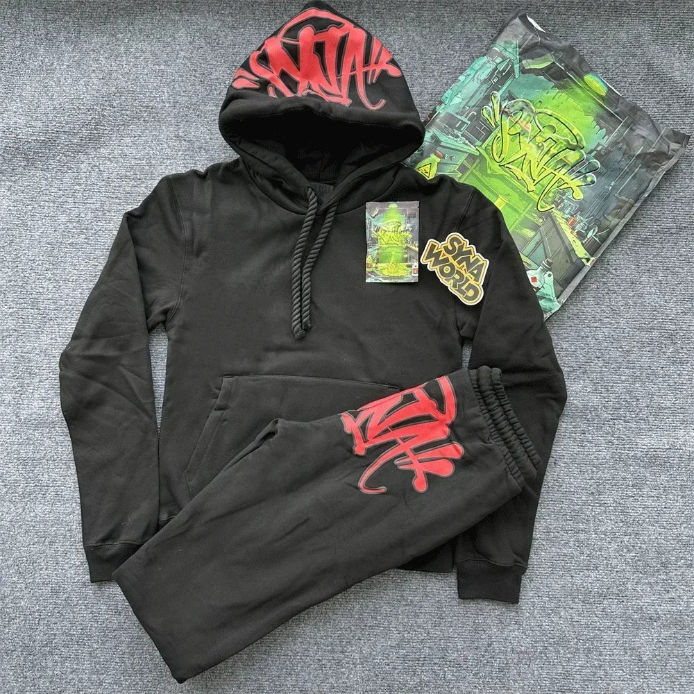 Sy-world UK Fashion Street Tracksuits Tops Long Pants Set Winter Cotton y2K Hip Hop Men Women Hooded Sweatshirt Sports Trousers