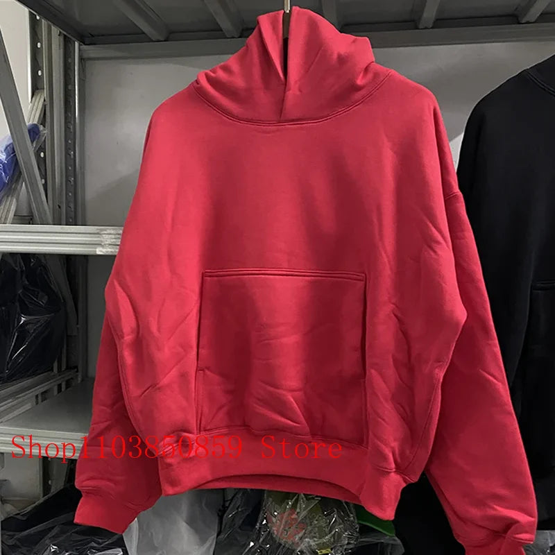 Kanye American Hooded Solid Color Hoodie Double Layer Thick Pocket Multi-colored Casual Sports Jumper Autumn Winter Men Women