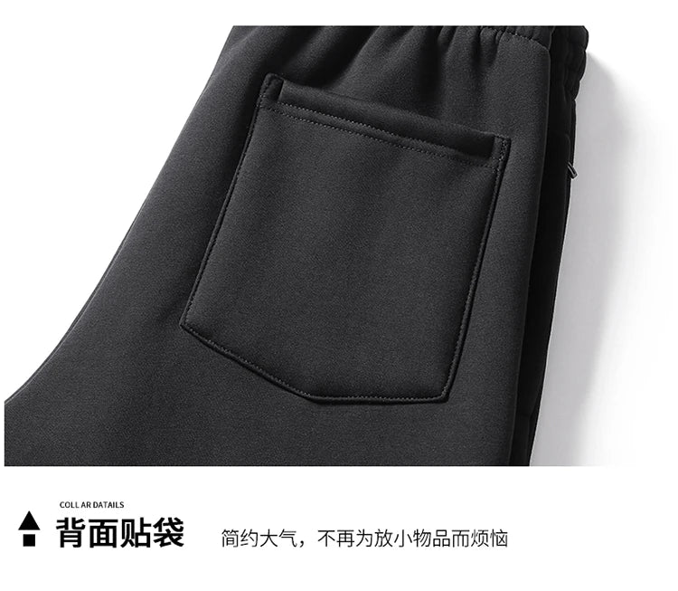 Men Lamb Wool Set Winter Tracksuit Hooded Sweat Shirt+Pant 2-piece Set Sports Suit Fleece Thickened Sportswear Men Tracksuit