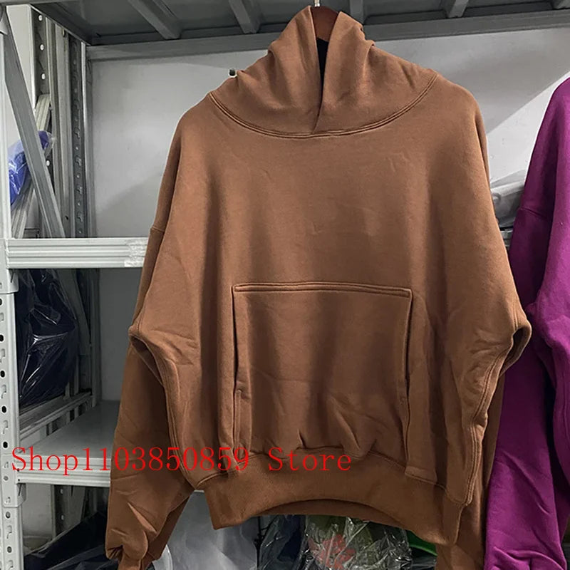 Kanye American Hooded Solid Color Hoodie Double Layer Thick Pocket Multi-colored Casual Sports Jumper Autumn Winter Men Women