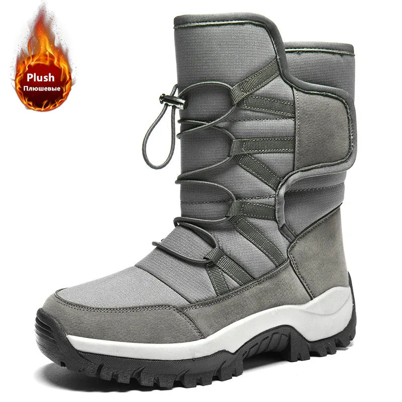 Brand Men's Winter Shoes Waterproof Men's Boots Warm Plush Couple Snow Boots Outdoor Non-slip Hiking Boots Men Work Ankle Boots