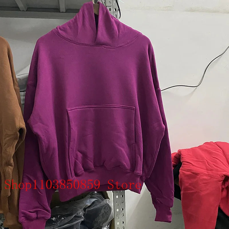 Kanye American Hooded Solid Color Hoodie Double Layer Thick Pocket Multi-colored Casual Sports Jumper Autumn Winter Men Women