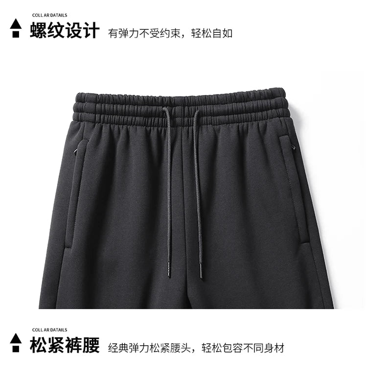 Men Lamb Wool Set Winter Tracksuit Hooded Sweat Shirt+Pant 2-piece Set Sports Suit Fleece Thickened Sportswear Men Tracksuit