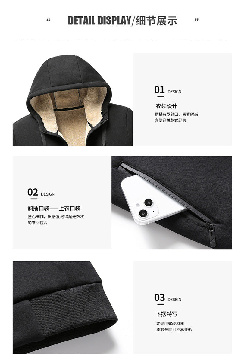 Mens Lamb cashmere Sets Tracksuit Men Winter wool Hooded Sweatshirt Thick Warm Sportswear Male Suit Two Piece Set Casual Sets