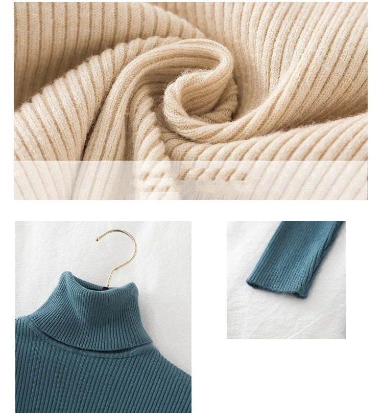 2025 Women Turtleneck Sweater Knitted Soft Pullovers Cashmere Jumpers Basic Solid Soft Sweaters Women Autumn Winter Casual Top