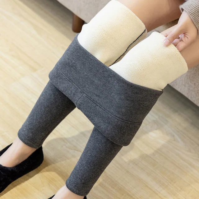 Women Winter Thicken Warm Leggings Lamb Cashmere Leggings High Waist Fleece Elastic Tights Warm Tights Pants Slim Velvet Legging