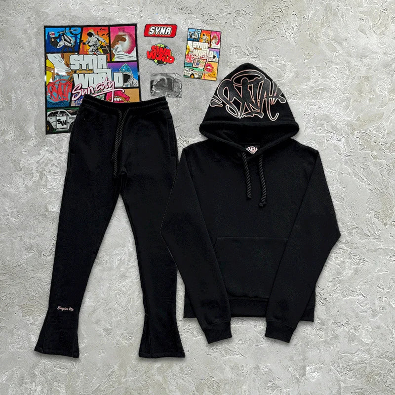 Sy-world UK Fashion Street Tracksuits Tops Long Pants Set Winter Cotton y2K Hip Hop Men Women Hooded Sweatshirt Sports Trousers