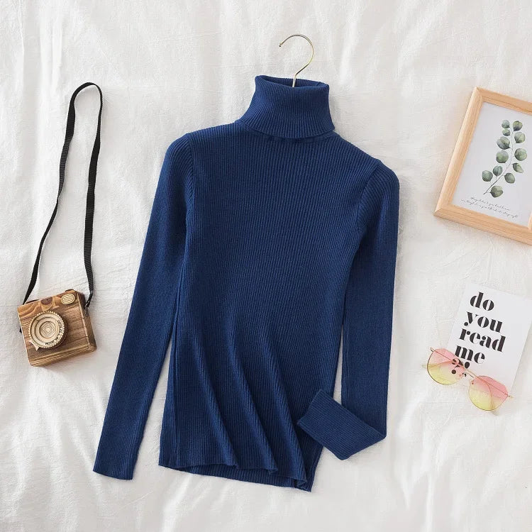 2025 Women Turtleneck Sweater Knitted Soft Pullovers Cashmere Jumpers Basic Solid Soft Sweaters Women Autumn Winter Casual Top