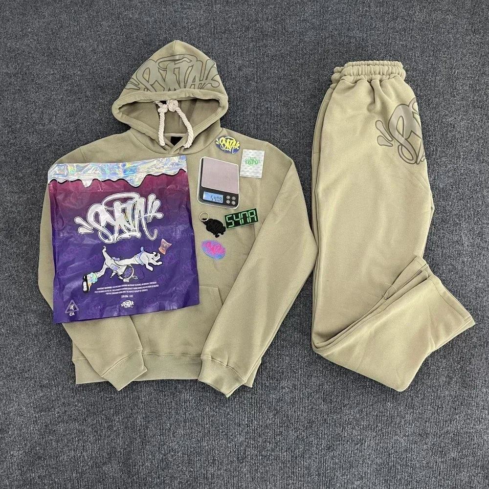 Sy-world UK Fashion Street Tracksuits Tops Long Pants Set Winter Cotton y2K Hip Hop Men Women Hooded Sweatshirt Sports Trousers