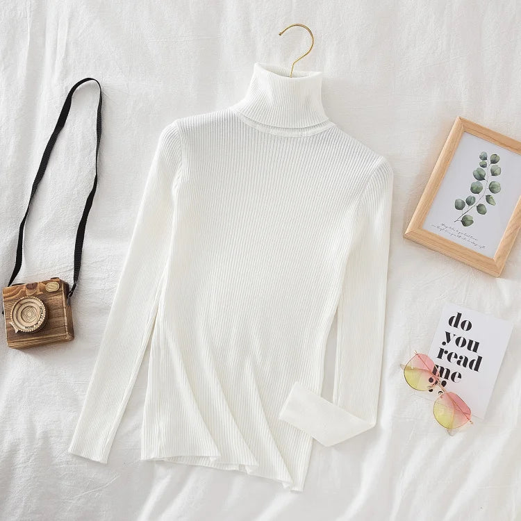 2025 Women Turtleneck Sweater Knitted Soft Pullovers Cashmere Jumpers Basic Solid Soft Sweaters Women Autumn Winter Casual Top