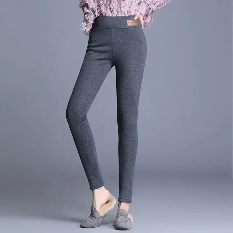 Women Winter Thicken Warm Leggings Lamb Cashmere Leggings High Waist Fleece Elastic Tights Warm Tights Pants Slim Velvet Legging