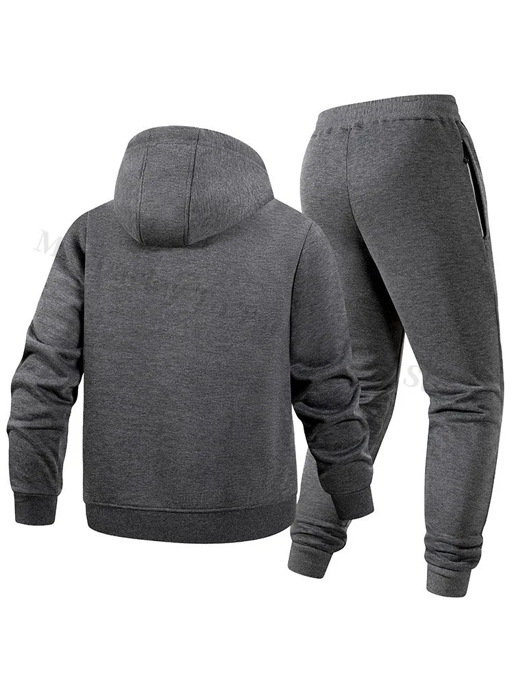 Maxbarley Men Sets Fleece Jacket + Pants Warm Fur Winter Sweatshirt Cashmere Tracksuit Man Suit Wool Thick Casual Track Suits