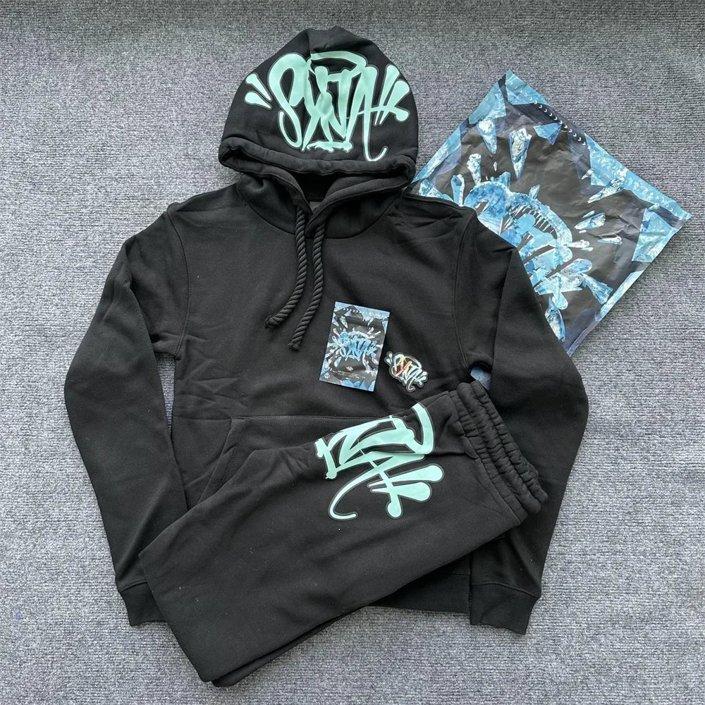 Sy-world UK Fashion Street Tracksuits Tops Long Pants Set Winter Cotton y2K Hip Hop Men Women Hooded Sweatshirt Sports Trousers