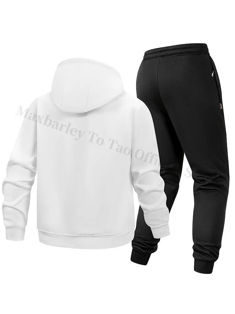 Maxbarley Men Sets Fleece Jacket + Pants Warm Fur Winter Sweatshirt Cashmere Tracksuit Man Suit Wool Thick Casual Track Suits