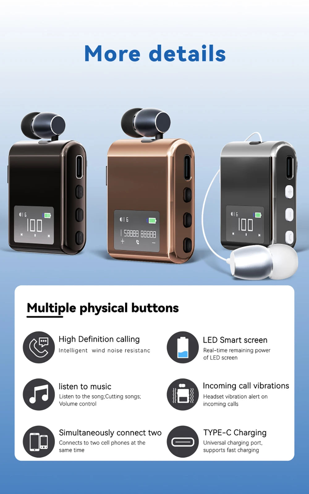 BT 5.4 Earpiece Ear Blues With Wire Earphone Wireless Phone In Ear Headphones Lotos With Wire Headphones In The Blues For Iphone