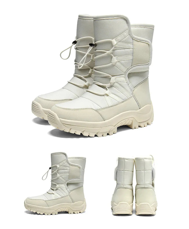 Brand Men's Winter Shoes Waterproof Men's Boots Warm Plush Couple Snow Boots Outdoor Non-slip Hiking Boots Men Work Ankle Boots