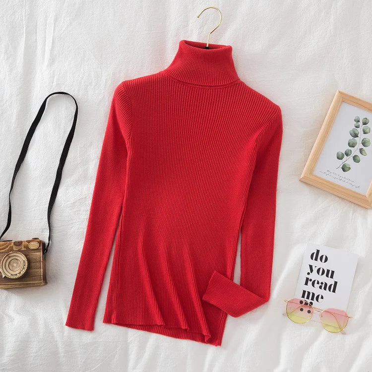 2025 Women Turtleneck Sweater Knitted Soft Pullovers Cashmere Jumpers Basic Solid Soft Sweaters Women Autumn Winter Casual Top