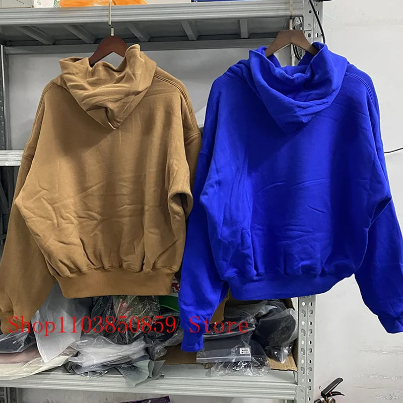 Kanye American Hooded Solid Color Hoodie Double Layer Thick Pocket Multi-colored Casual Sports Jumper Autumn Winter Men Women