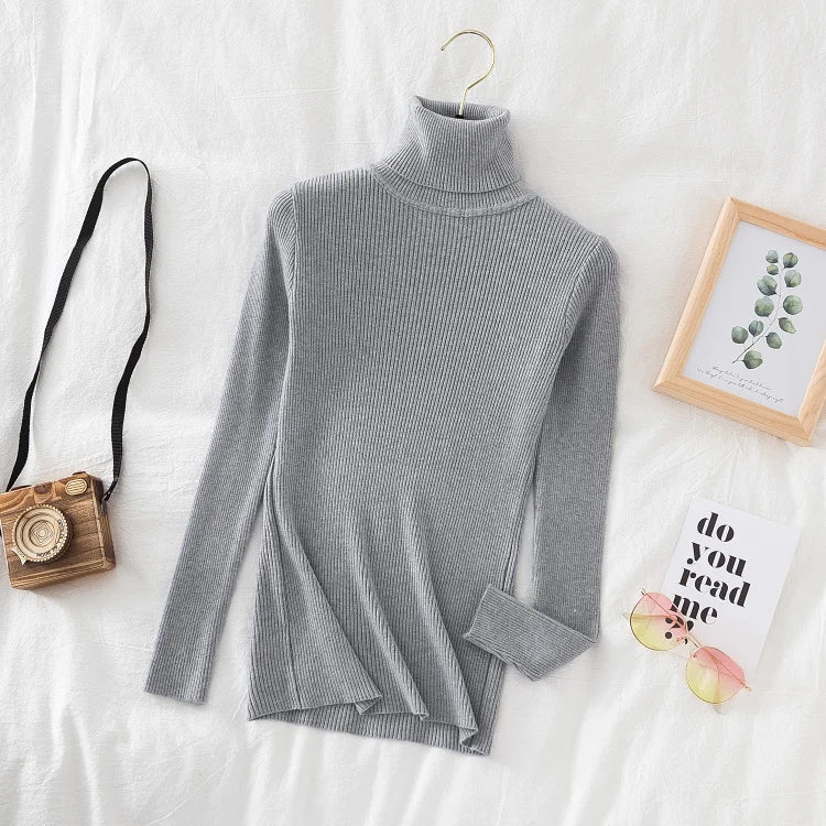 2025 Women Turtleneck Sweater Knitted Soft Pullovers Cashmere Jumpers Basic Solid Soft Sweaters Women Autumn Winter Casual Top
