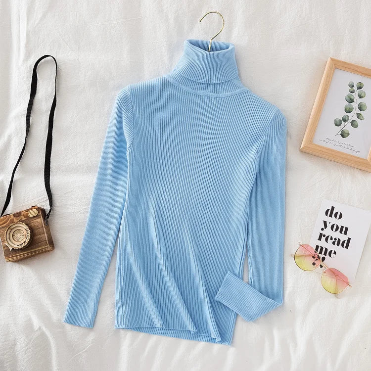 2025 Women Turtleneck Sweater Knitted Soft Pullovers Cashmere Jumpers Basic Solid Soft Sweaters Women Autumn Winter Casual Top