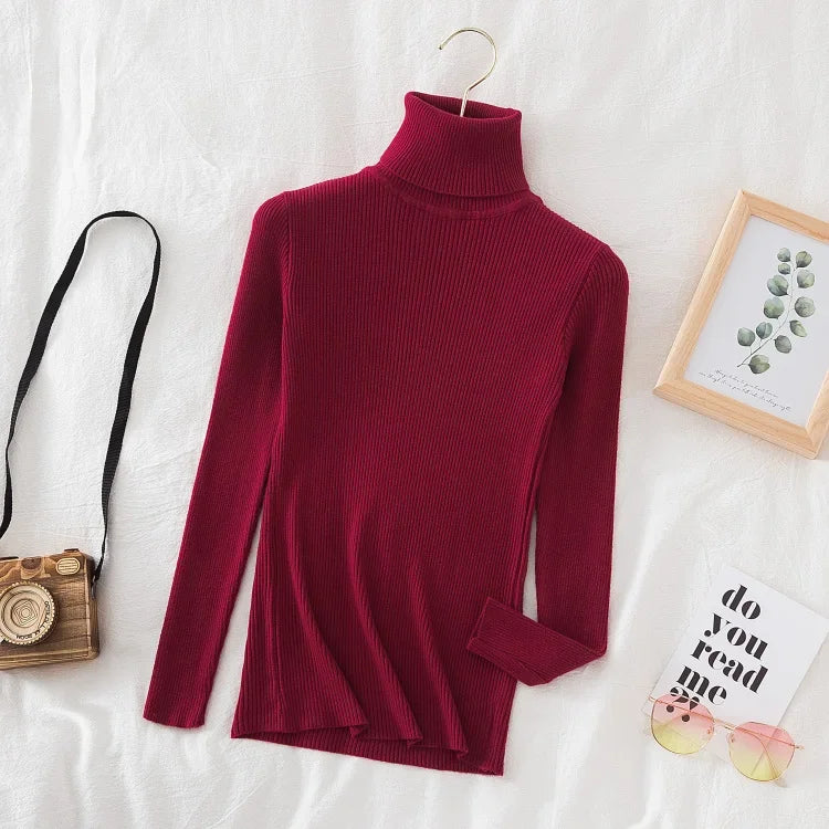 2025 Women Turtleneck Sweater Knitted Soft Pullovers Cashmere Jumpers Basic Solid Soft Sweaters Women Autumn Winter Casual Top