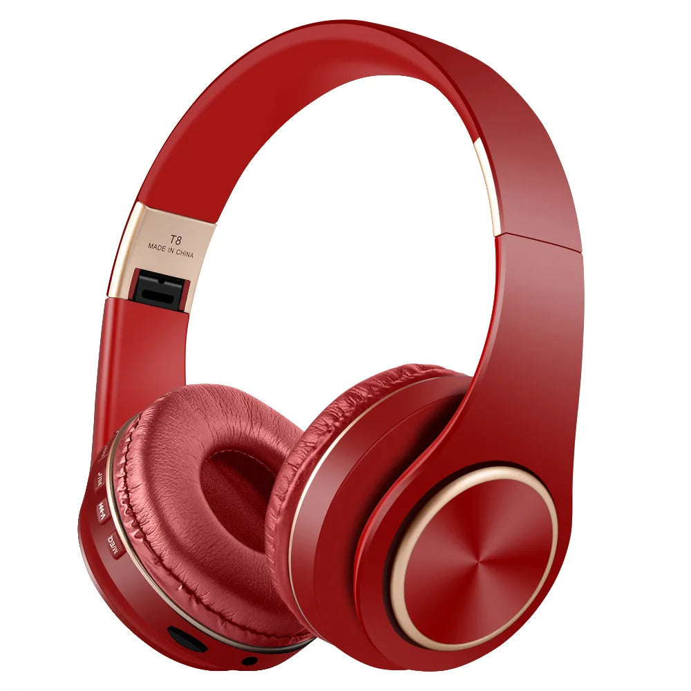 MP3 Player Noise Canceling Headphones Blutooth T8 Foldable With Audio Cable Bluetooth Earphone Hedset Earphones Big Ear Phones