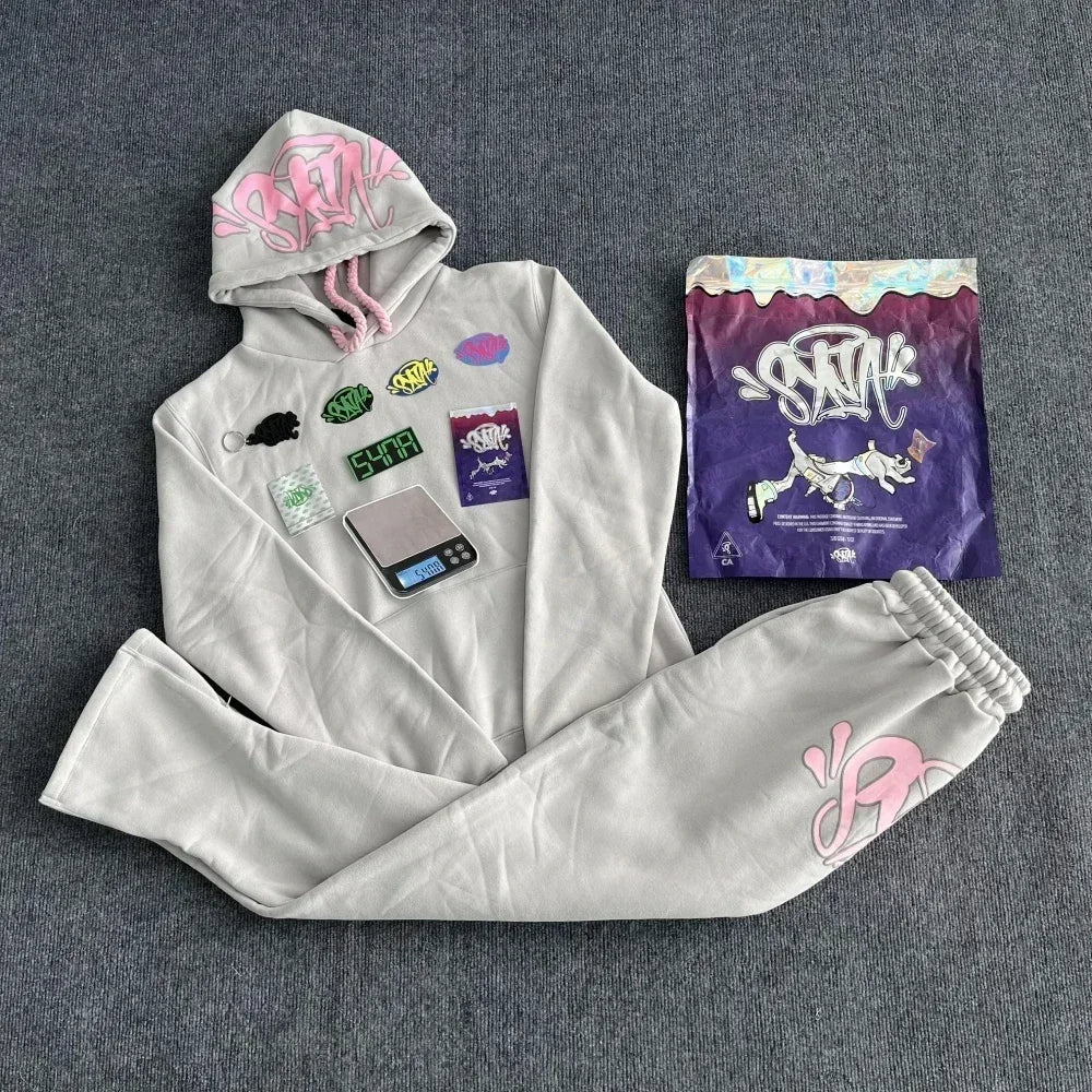 Sy-world UK Fashion Street Tracksuits Tops Long Pants Set Winter Cotton y2K Hip Hop Men Women Hooded Sweatshirt Sports Trousers