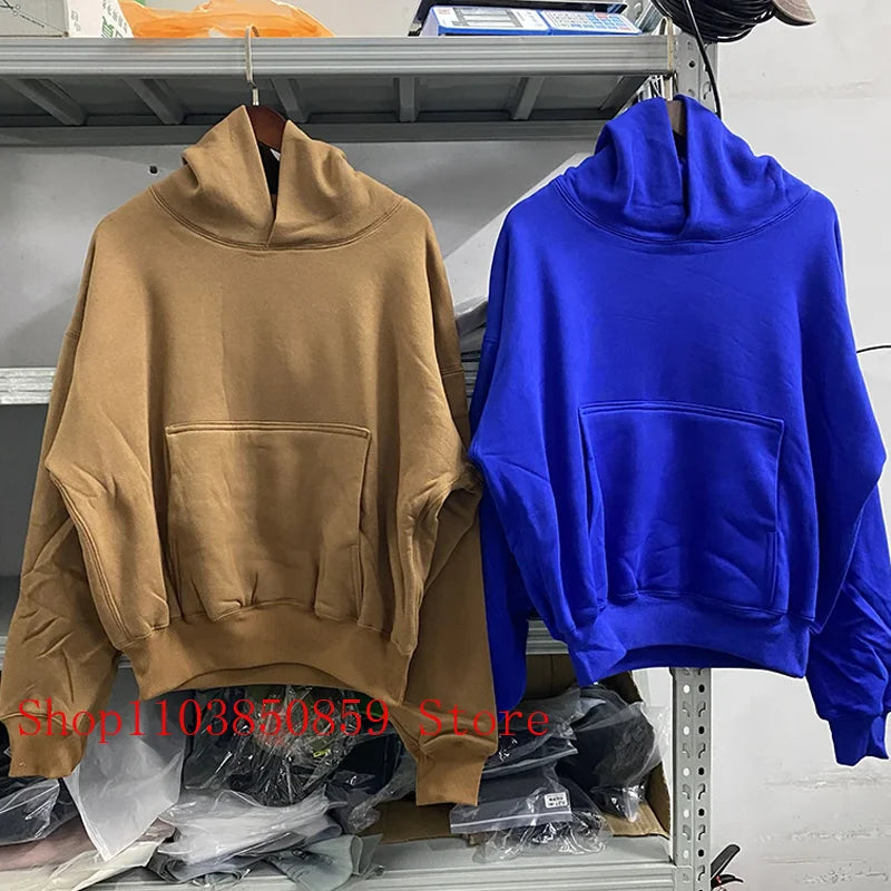 Kanye American Hooded Solid Color Hoodie Double Layer Thick Pocket Multi-colored Casual Sports Jumper Autumn Winter Men Women