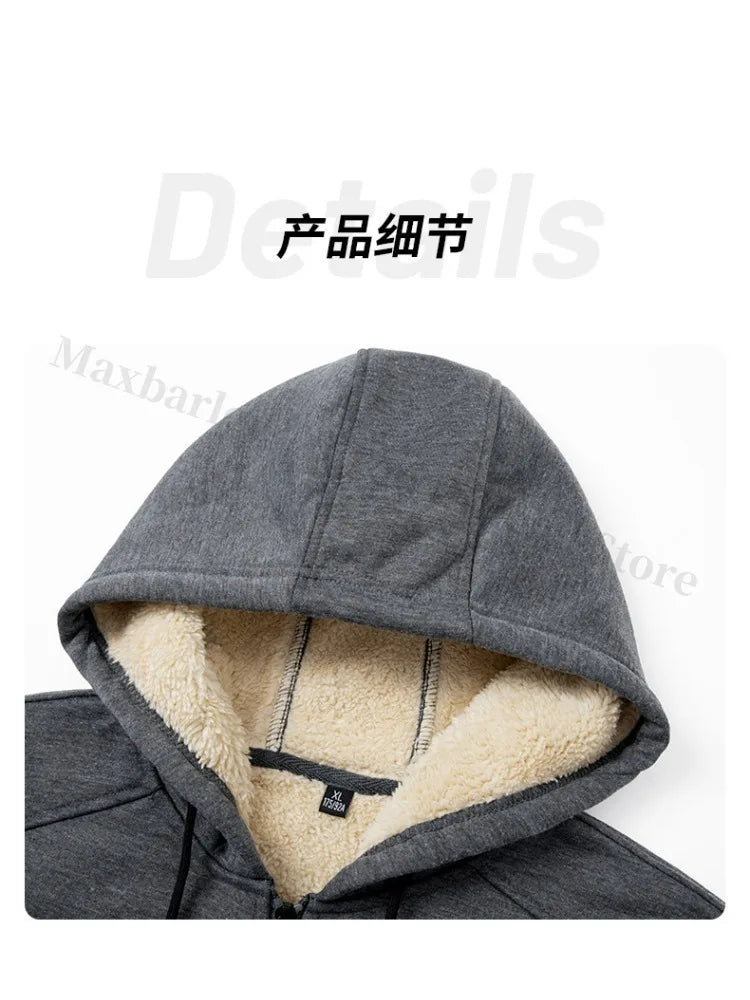Maxbarley Men Sets Fleece Jacket + Pants Warm Fur Winter Sweatshirt Cashmere Tracksuit Man Suit Wool Thick Casual Track Suits