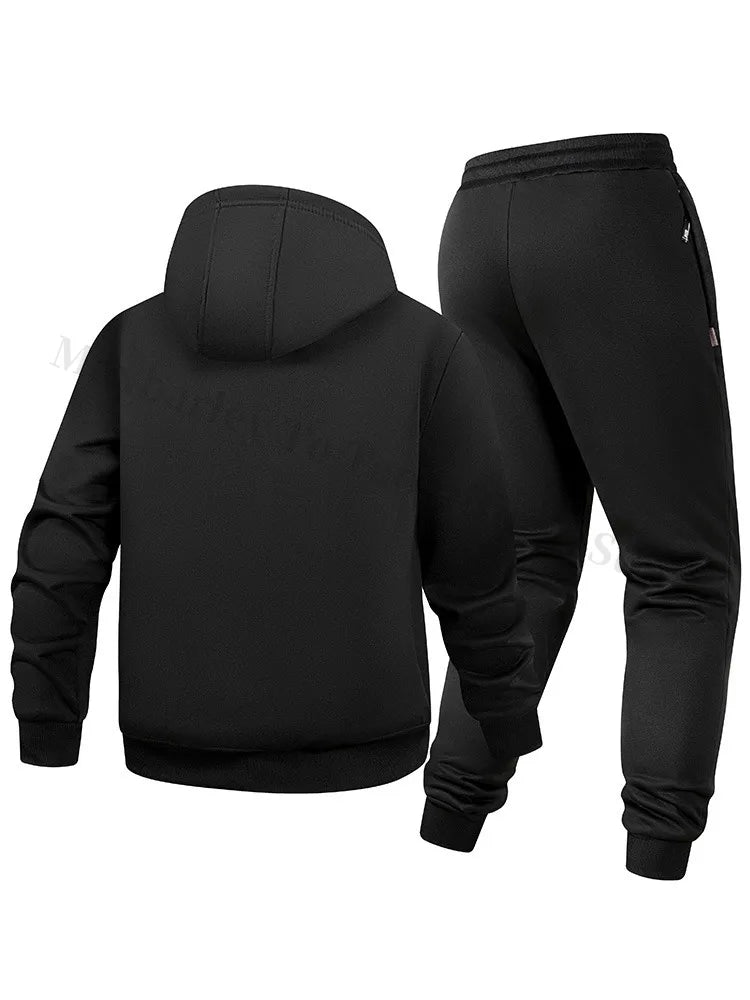 Maxbarley Men Sets Fleece Jacket + Pants Warm Fur Winter Sweatshirt Cashmere Tracksuit Man Suit Wool Thick Casual Track Suits