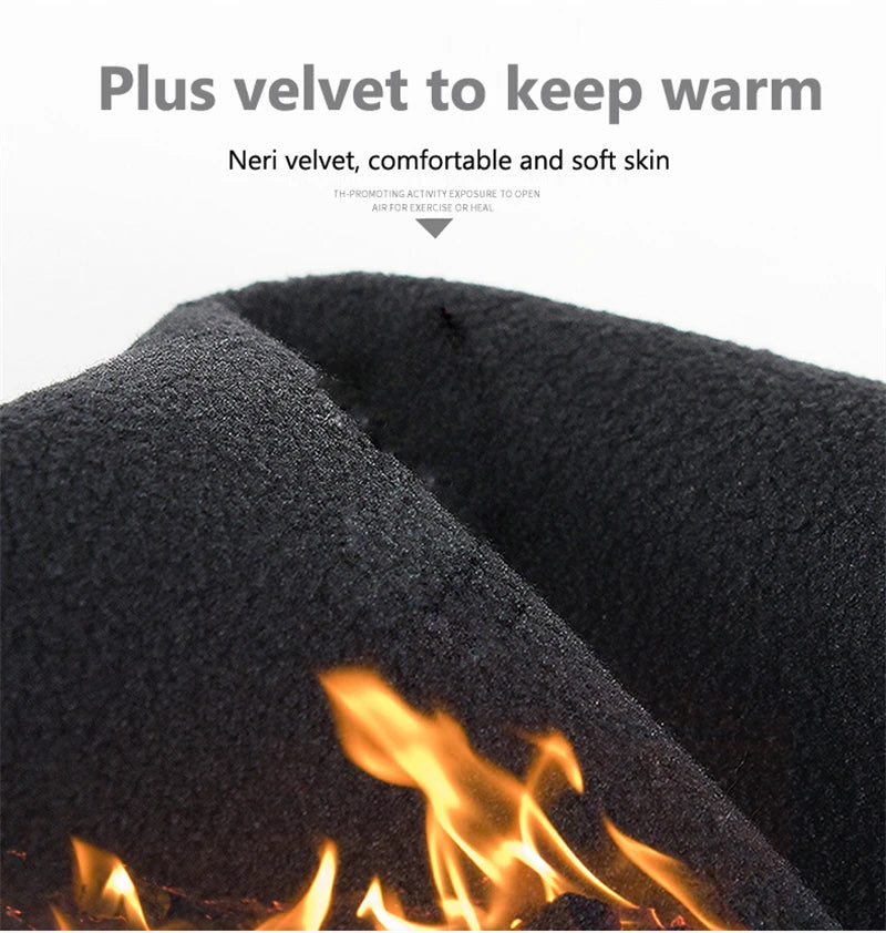Black Sports Gloves Winter Warm Full Fingers Waterproof Cycling Outdoor Running Motorcycle Ski Touch Screen Fleece Gloves
