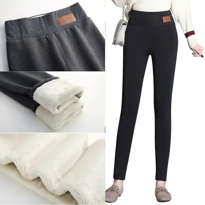 Women Winter Thicken Warm Leggings Lamb Cashmere Leggings High Waist Fleece Elastic Tights Warm Tights Pants Slim Velvet Legging